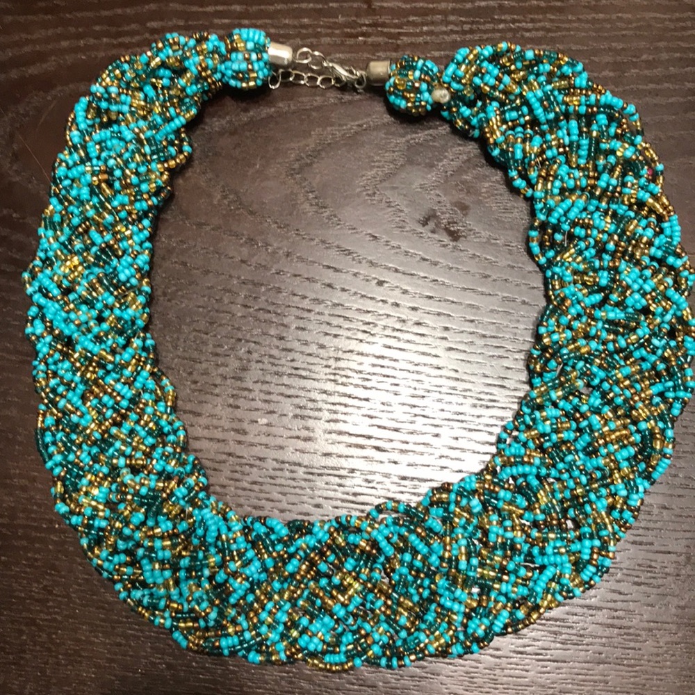 Turquoise beaded statement necklace
